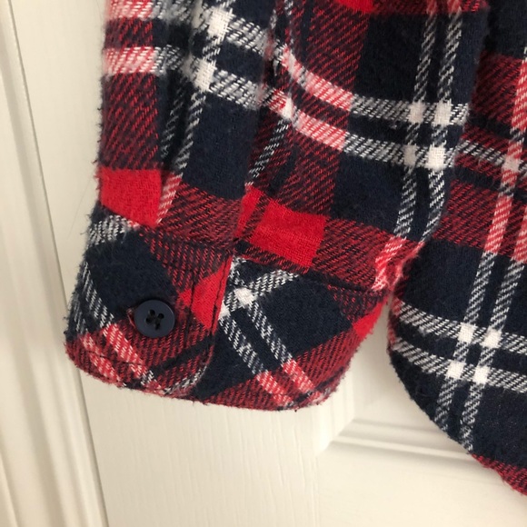 Red and Navy Plaid Flannel - Picture 4 of 5
